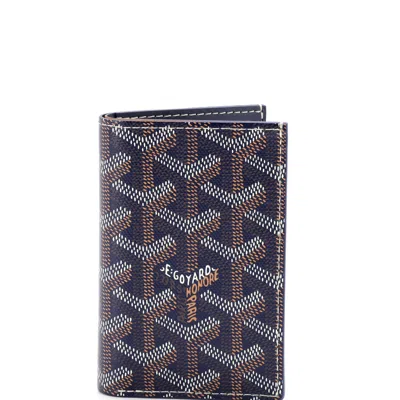 Pre-owned Goyard Saint Pierre Card Case Coated Canvas In Blue