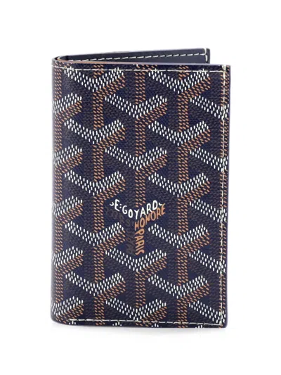 Pre-owned Goyard Saint Pierre Case Coated Canvas Card Holder In Blue