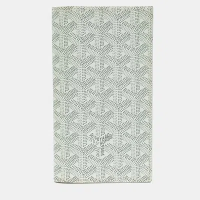 Pre-owned Goyard Saint Roche Cream/green Canvas Long Wallet In White