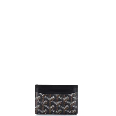 Pre-owned Goyard Saint Sulpice Card Holder Coated Canvas In Black
