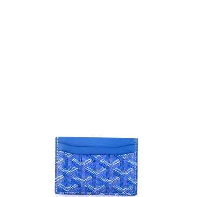Pre-owned Goyard Saint Sulpice Card Holder Coated Canvas In Blue