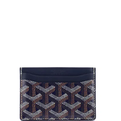 Pre-owned Goyard Saint Sulpice Card Holder Coated Canvas In Blue