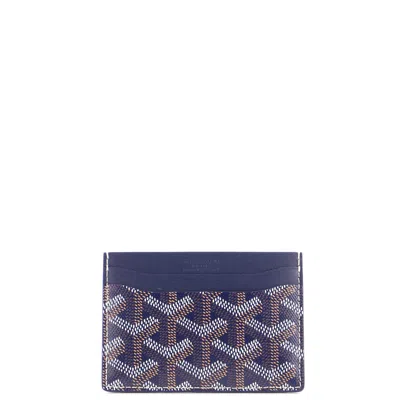 Pre-owned Goyard Saint Sulpice Card Holder Coated Canvas In Blue