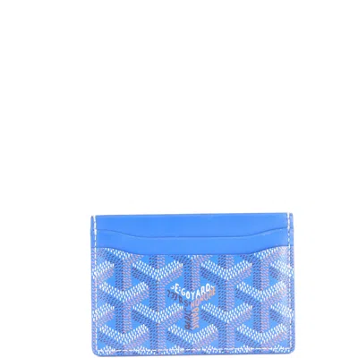 Pre-owned Goyard Saint Sulpice Card Holder Coated Canvas In Blue