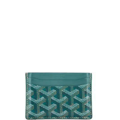 Pre-owned Goyard Saint Sulpice Card Holder Coated Canvas In Green