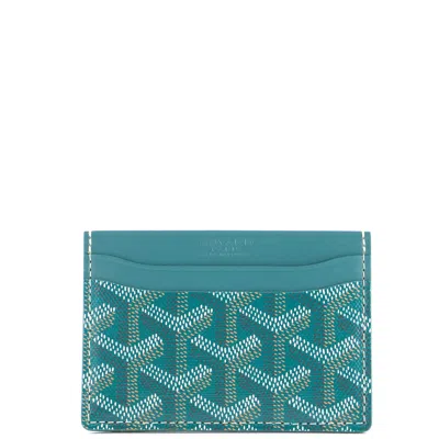 Pre-owned Goyard Saint Sulpice Card Holder Coated Canvas In Green
