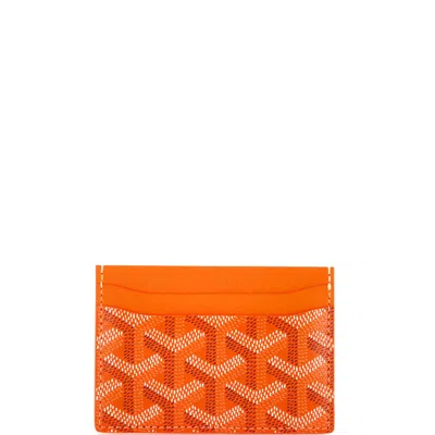 Pre-owned Goyard Saint Sulpice Card Holder Coated Canvas In Orange