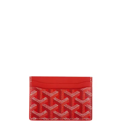 Pre-owned Goyard Saint Sulpice Card Holder Coated Canvas In Red