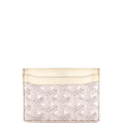 Pre-owned Goyard Saint Sulpice Card Holder Coated Canvas In White