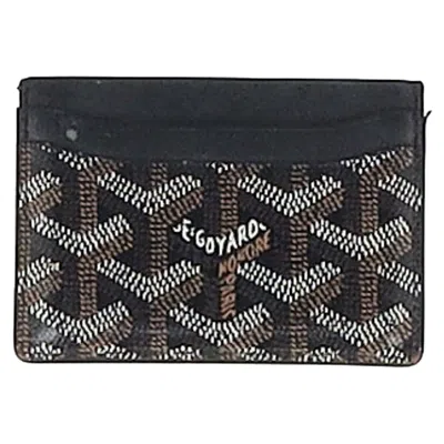 Pre-owned Goyard Saint-sulpice Card Holder In Black Coated Canvas