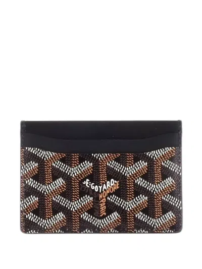 Pre-owned Goyard Saint Sulpice Coated Canvas Card Holder In Black