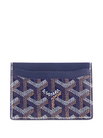 Pre-owned Goyard Saint Sulpice Coated Canvas Card Holder In Blue