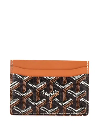 Pre-owned Goyard Saint Sulpice Coated Canvas Card Holder In Brown
