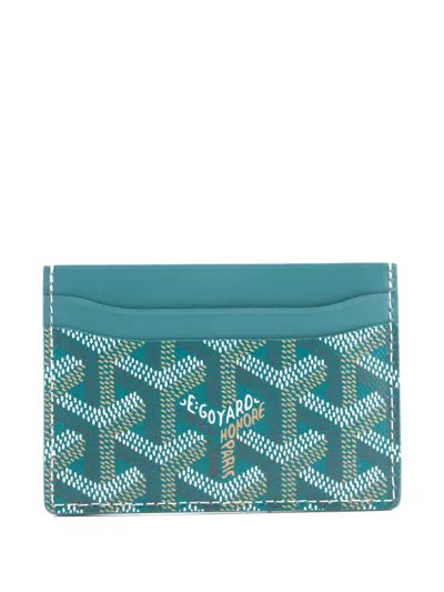Pre-owned Goyard Saint Sulpice Coated Canvas Card Holder In Green