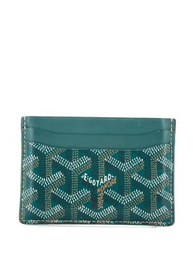 Pre-owned Goyard Saint Sulpice Coated Canvas Card Holder In Green