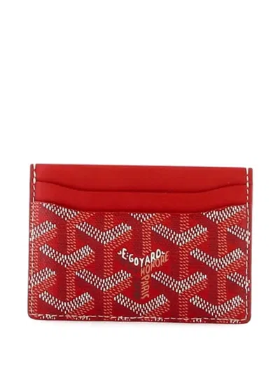 Pre-owned Goyard Saint Sulpice Coated Canvas Card Holder In Red