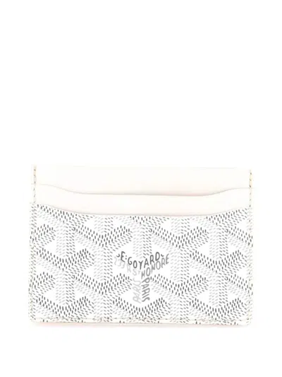 Pre-owned Goyard Saint Sulpice Coated Canvas Card Holder In White