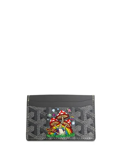 Pre-owned Goyard Saint-sulpice Shroom-print Cardholder In Grey