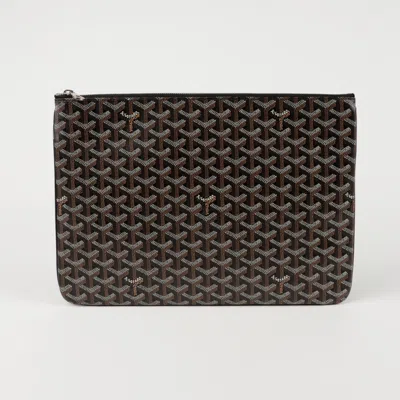 Pre-owned Goyard Sena Mgm Clutch In Black