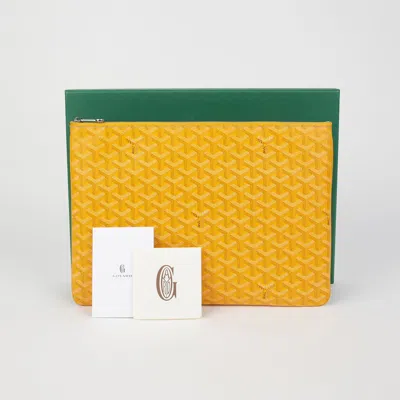 Pre-owned Goyard Sena Mgm Clutch In Yellow
