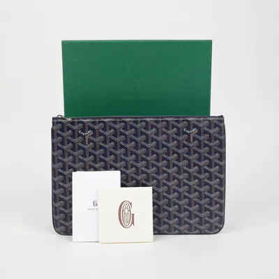 Pre-owned Goyard Sena Mm Clutch In Blue