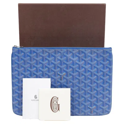 Pre-owned Goyard Sena Mm Clutch In Blue
