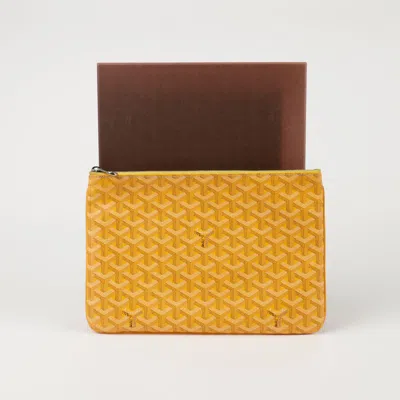 Pre-owned Goyard Sena Mm Clutch In Yellow