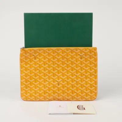 Pre-owned Goyard Sena Mm Clutch In Yellow