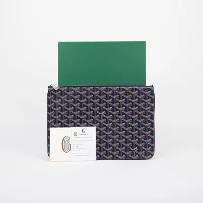 Pre-owned Goyard Sena Mm Size Clutch In Blue