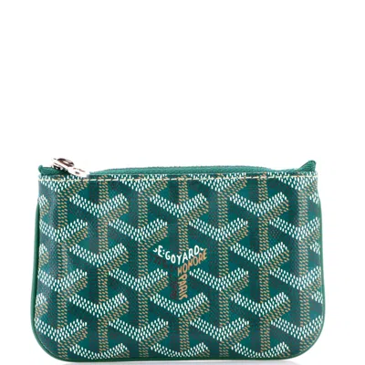 Pre-owned Goyard Senat Zip Key Pouch Coated Canvas Nano In Green