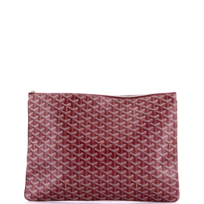 Pre-owned Goyard Senat Zip Pouch Coated Canvas Gm In Red