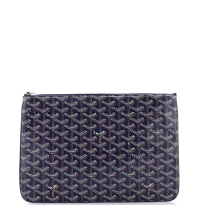 Goyard Senat Zip Pouch Coated Canvas Mm In Blue