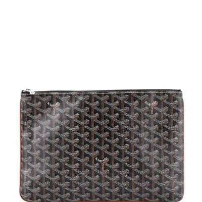 Goyard Senat Zip Pouch Coated Canvas Mm In Brown