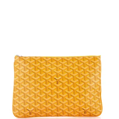 Goyard Senat Zip Pouch Coated Canvas Mm In Yellow
