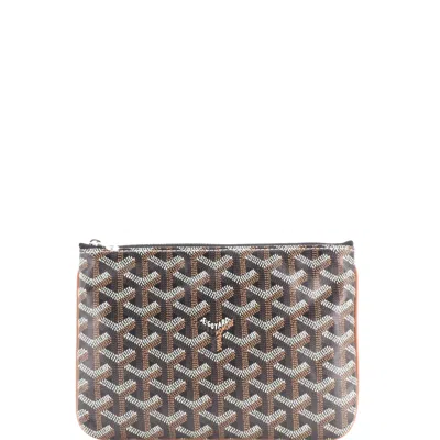 Goyard Senat Zip Pouch Coated Canvas Pm In Brown