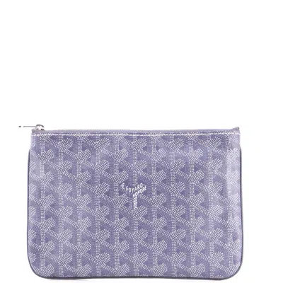 Pre-owned Goyard Senat Zip Pouch Coated Canvas Pm In Purple