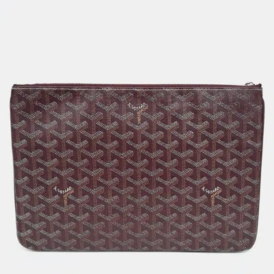 Pre-owned Goyard Senna Burgundy Coated Canvas Bag Mm