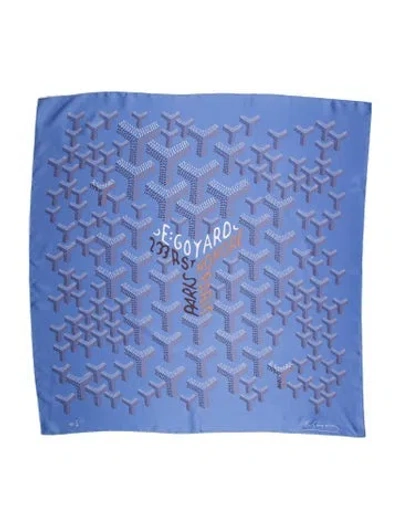Pre-owned Goyard Silk Graphic Print Scarf In Blue