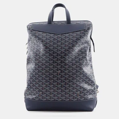 Pre-owned Goyard Sisal Bread Backpack Navy Blue Pvc Leather