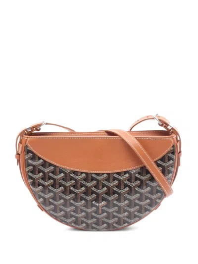 Pre-owned Goyard Small 2010s Hirondelle Leather Shoulder Bag In Brown