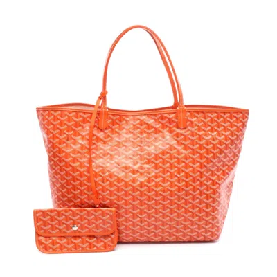 Pre-owned Goyard St. Louis Gm Tote Bag Pvc Coated Canvas Leather In Orange