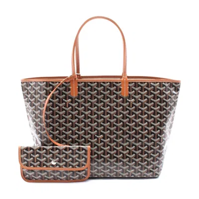 Pre-owned Goyard St. Louis Pm Tote Bag Pvc Canvas Leather In Black