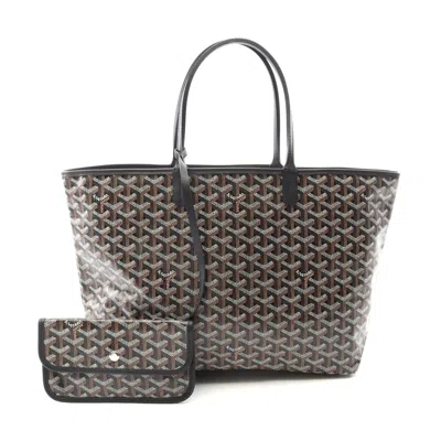 Pre-owned Goyard St. Louis Pm Tote Bag Pvc Canvas Leather In Black