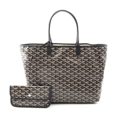 Pre-owned Goyard St. Louis Pm Tote Bag Pvc Canvas Leather In Black