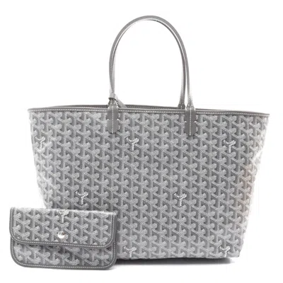 Pre-owned Goyard St. Louis Pm Tote Bag Pvc Canvas Leather In Gray