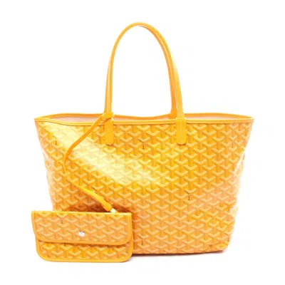 Pre-owned Goyard St. Louis Pm Tote Bag Pvc Canvas Leather In Yellow