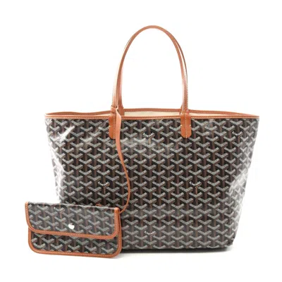 Pre-owned Goyard St. Louis Pm Tote Bag Pvc Coated Canvas Leather In Black