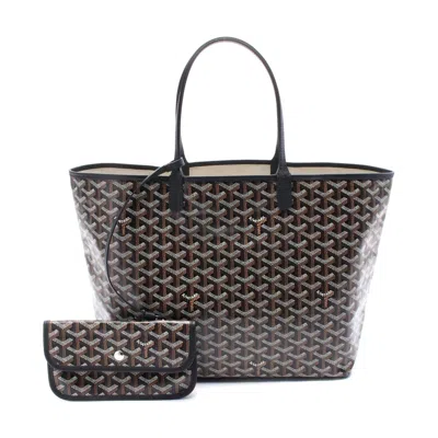 Pre-owned Goyard St. Louis Pm Tote Bag Pvc Leather In Black