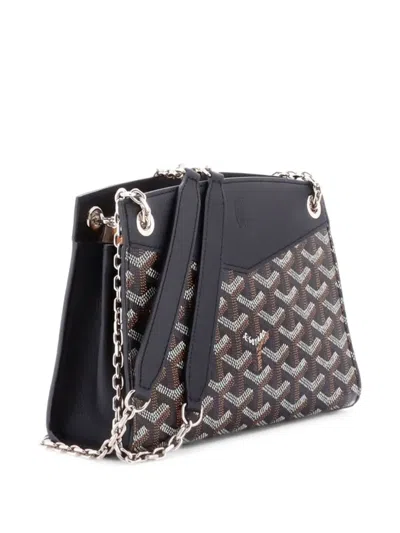 Pre-owned Goyard Structured Rouette Chain Coated Canvas Mini Shoulder Bag In Black
