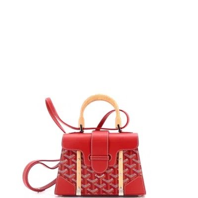 Pre-owned Goyard Structured Saigon Top Handle Bag Coated Canvas With Leather Mini In Red